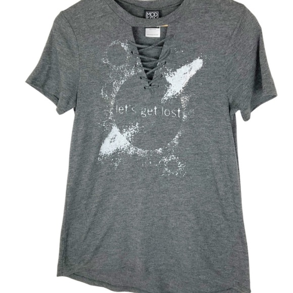 Modern Lux Women’s Let’s Get Lost Graphic Retro 90’s Lace Up Crewneck T-Shirt - Picture 5 of 16